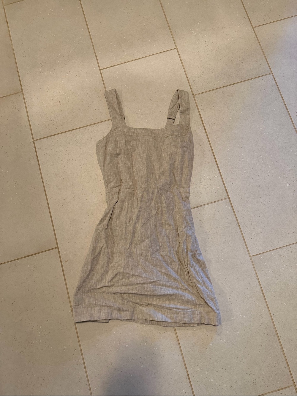 Abercrombie Slip Linen-Blend Square Neck Mini Dress in Light Gray - Medium Tall